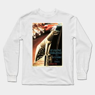 Roma Italy Salon International Automobile Advertisement Vintage Car Long Sleeve T-Shirt